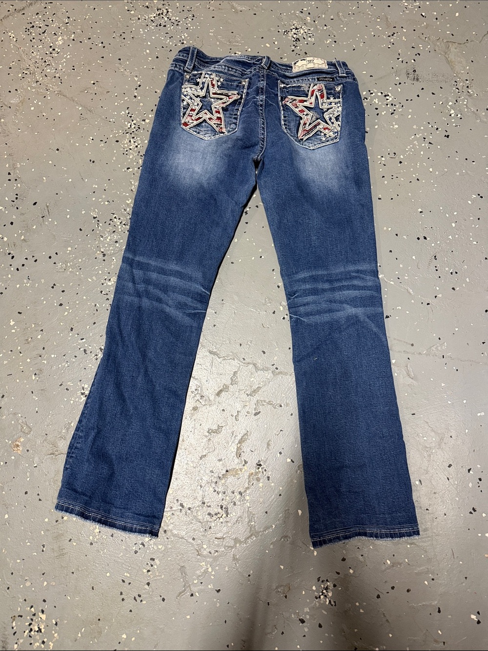 Miss Me Blue Flare Jeans with Star-Embroidered Back Pockets